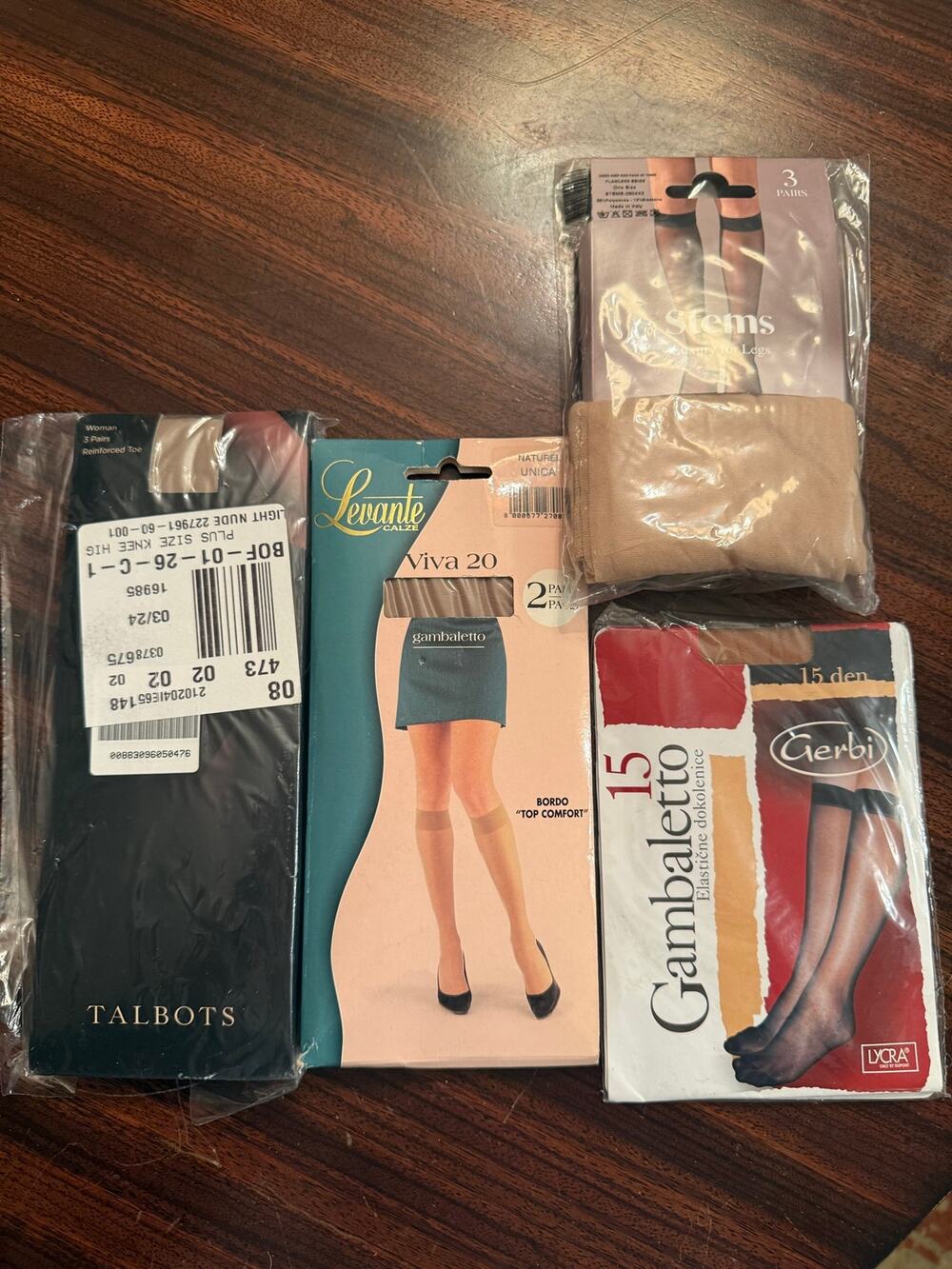 Sheer Knee-High Reinforced Toe Nude Socks 7 pair Bundle Various Brands New